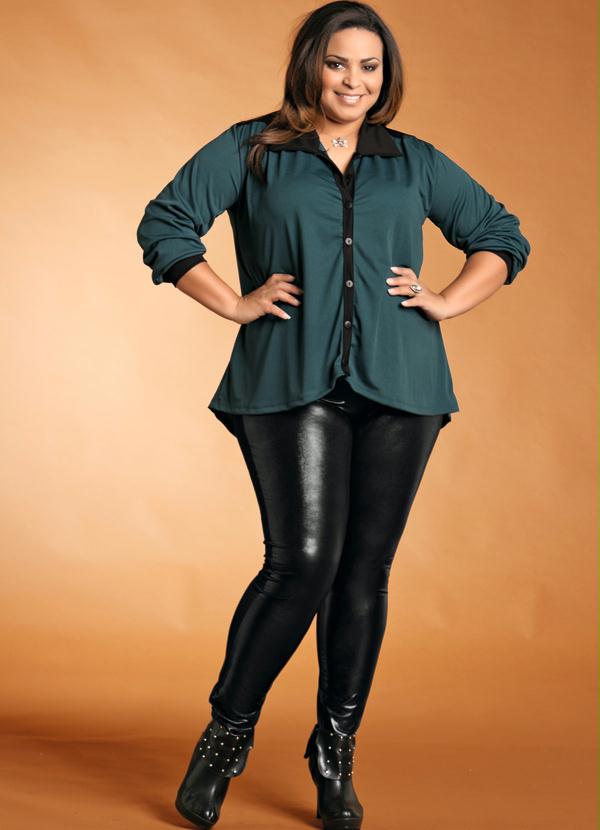 Marguerite - Camisa Feminina Plus Size Mullet Petroleo 3