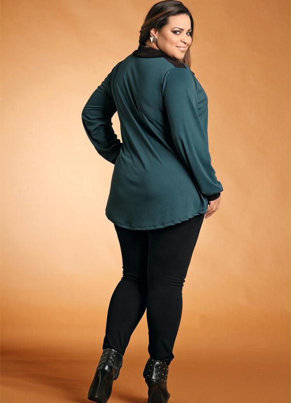 Marguerite - Camisa Feminina Plus Size Mullet Petroleo 5