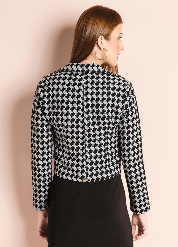 Quintess - Casaquinho com Botões Duplos Cinza e Preto 2