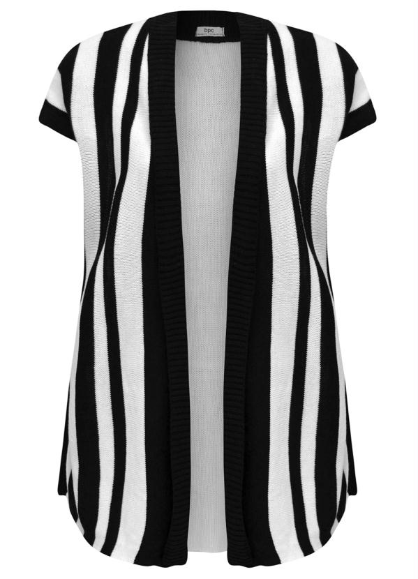 Outlet - Kimono em Tricô Listrado Preto 1