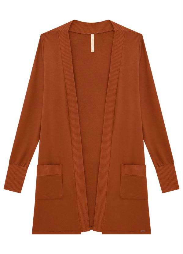 Lunender Cardigan Alongado Moletom Laranja