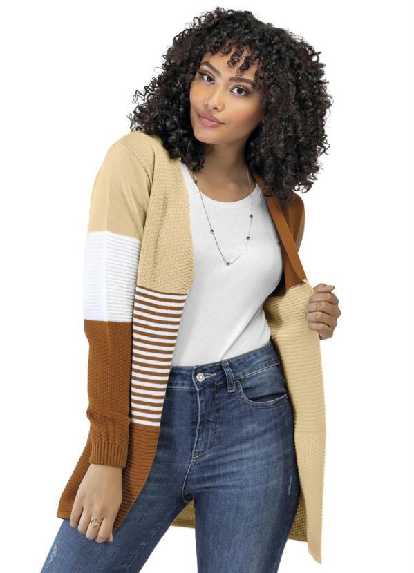cardigan alongado tricô