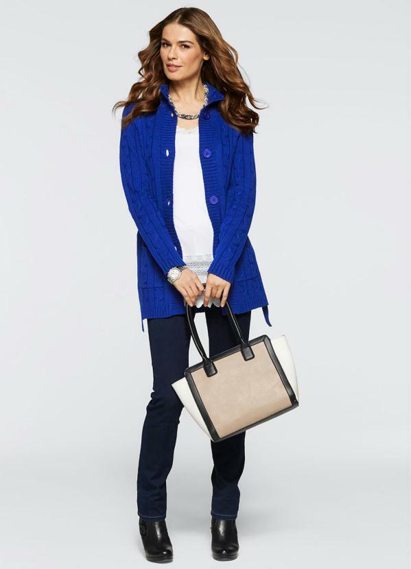 bonprix - Cardigan de Tricô Alongado Azul Royal 4