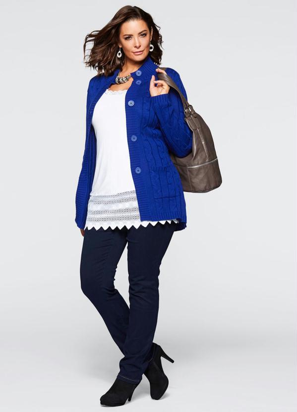 bonprix - Cardigan de Tricô Alongado Azul Royal 9