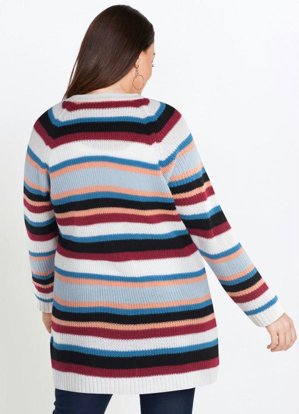 cardigan alongado listrado