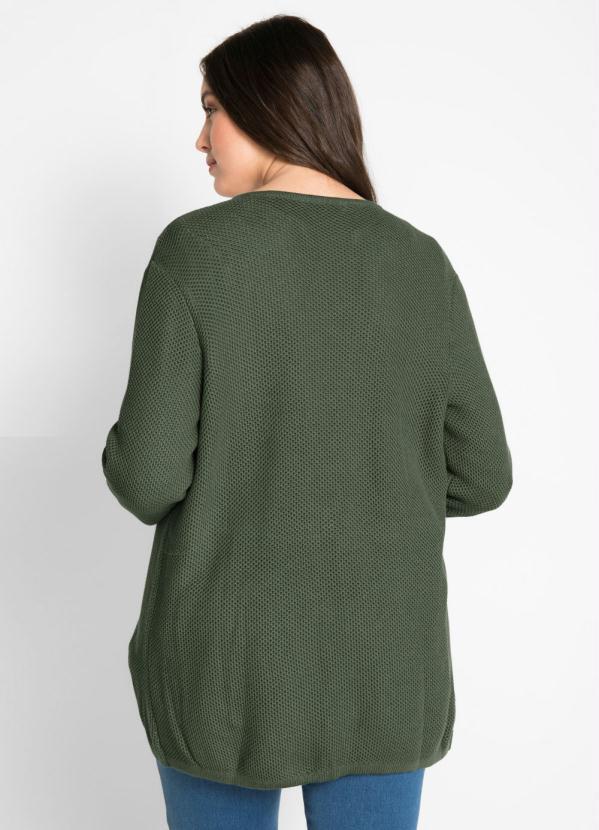 bonprix - Cardigan de Tricô Básico Verde 2