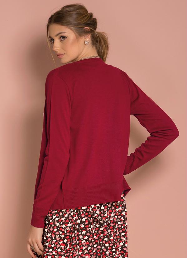 Quintess - Cardigan de Tricô Vermelho com Botões 4