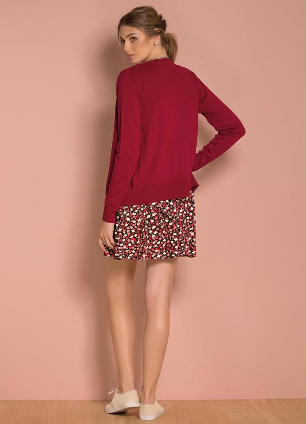 Quintess - Cardigan de Tricô Vermelho com Botões 8