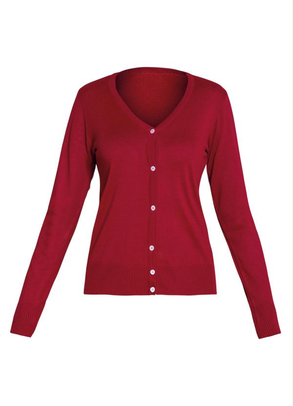 Quintess - Cardigan de Tricô Vermelho com Botões 9