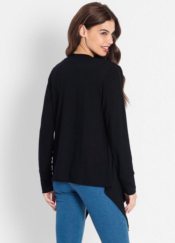 Rovitex - Cardigan Feminino Assimétrico Preto 2