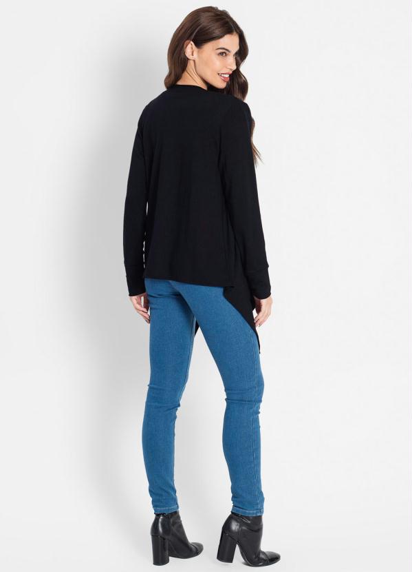 Rovitex - Cardigan Feminino Assimétrico Preto 4