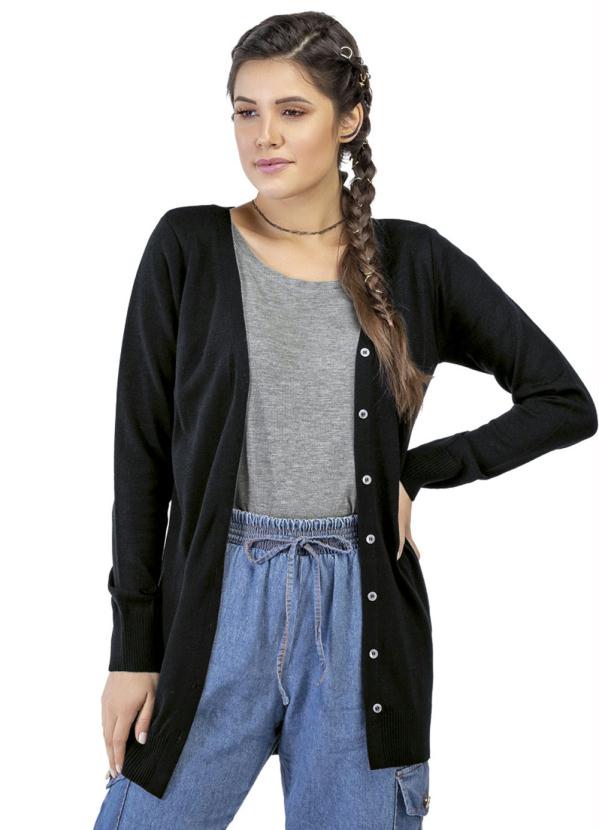 Angel - Cardigan Tricot Basic Preto