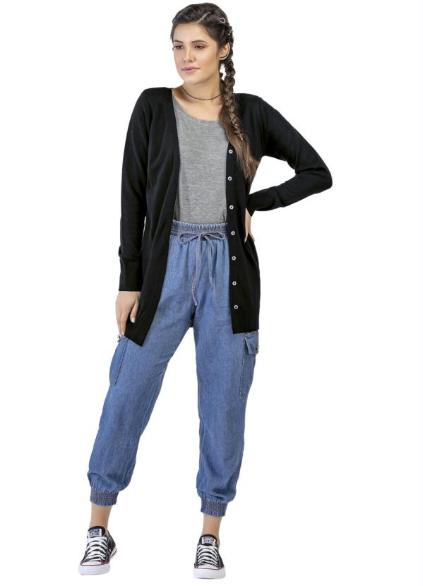 Angel - Cardigan Tricot Basic Preto 3