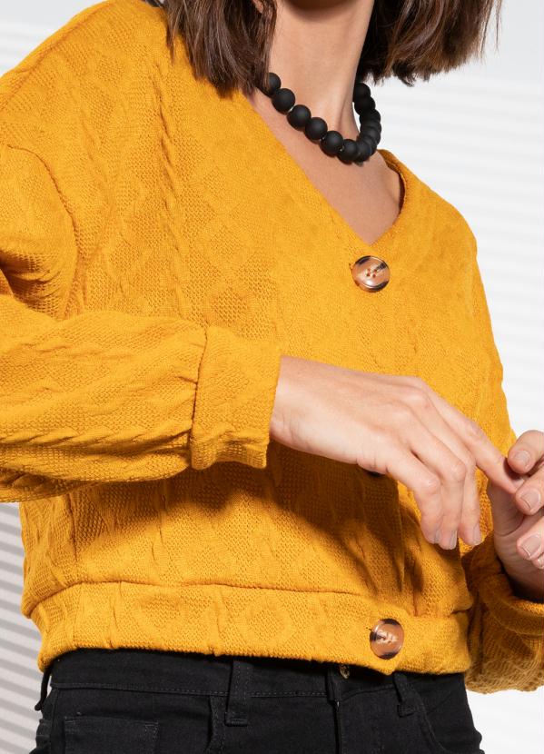 Quintess - Casaco Caramelo em Malha Jacquard 5