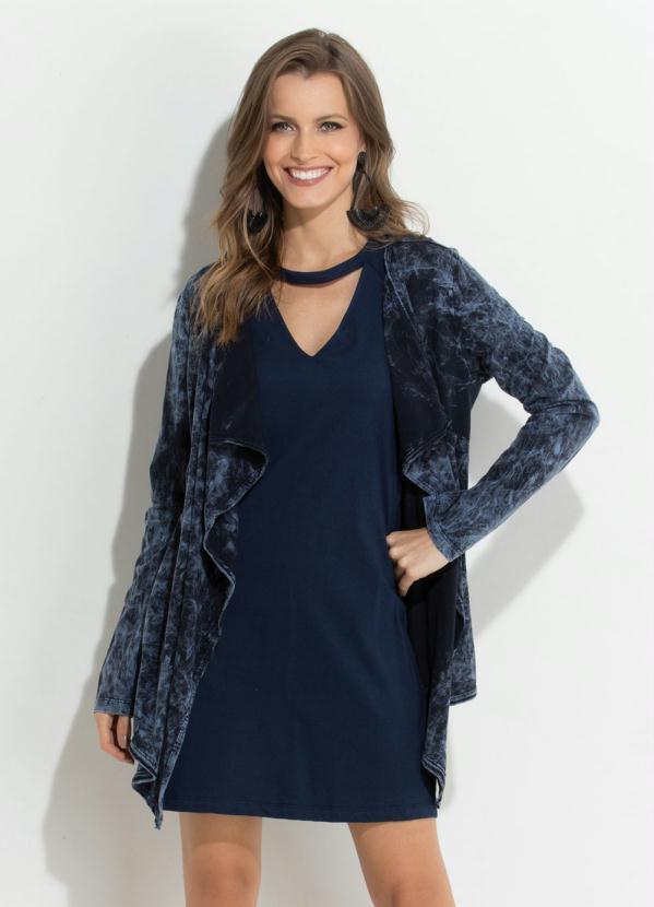 Quintess - Casaco Cardigan Azul Quintess em Algodão