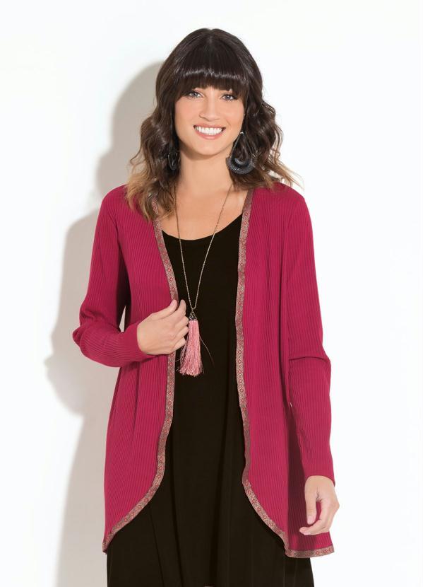 Quintess - Casaco Quintess Vermelho com Detalhe na Abertura