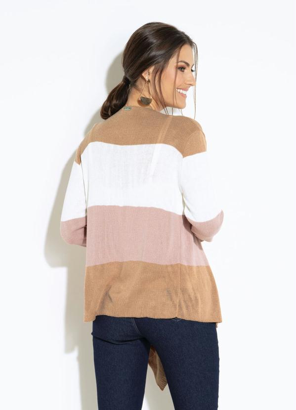 Quintess - Casaco Tricolor Rosa com Pontas 2