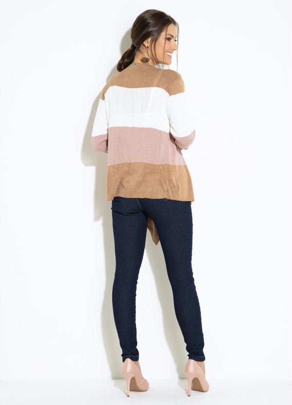 Quintess - Casaco Tricolor Rosa com Pontas 4