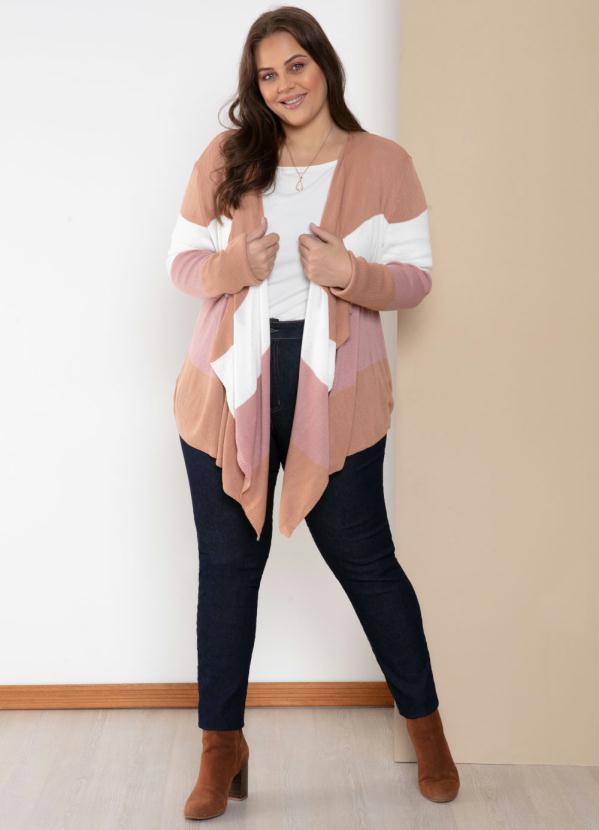 Quintess - Casaco Tricolor Rosa com Pontas 7