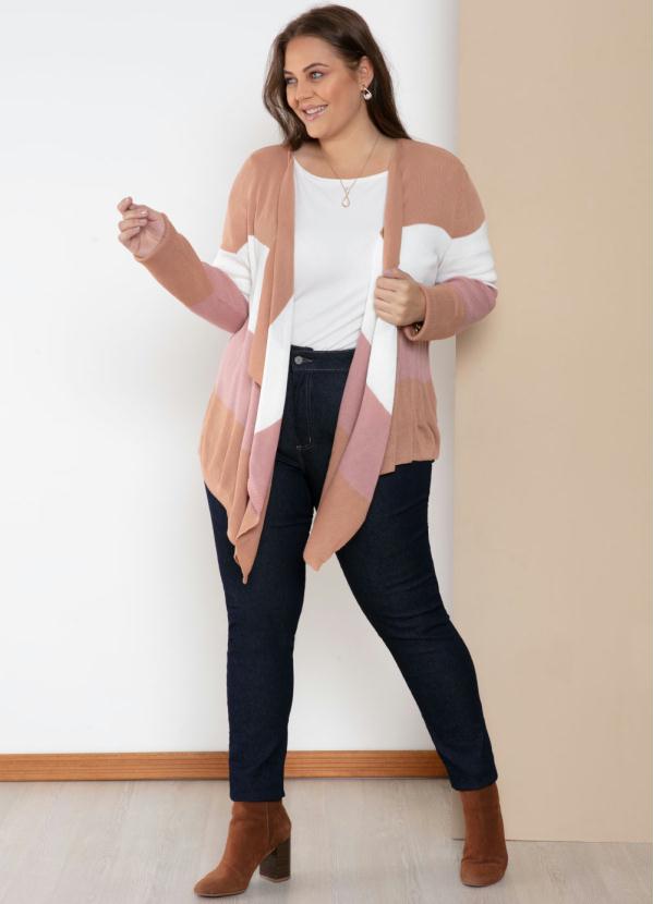 Quintess - Casaco Tricolor Rosa com Pontas 9