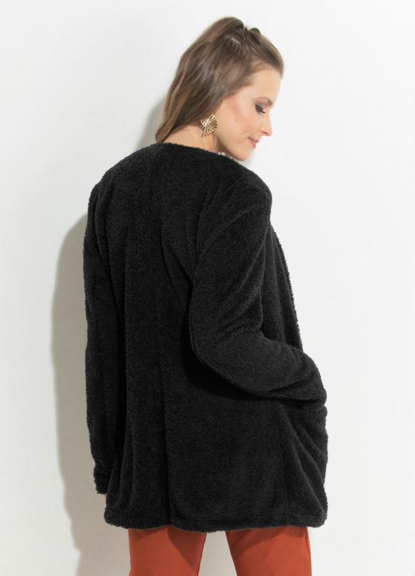 Quintess - Casaco Alongado Peluciado Preto Quintess 2