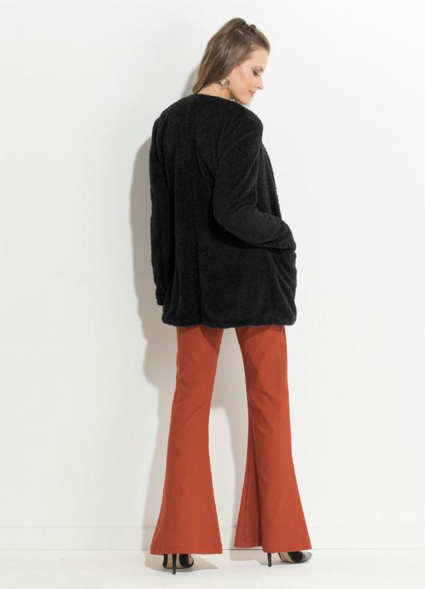 Quintess - Casaco Alongado Peluciado Preto Quintess 4