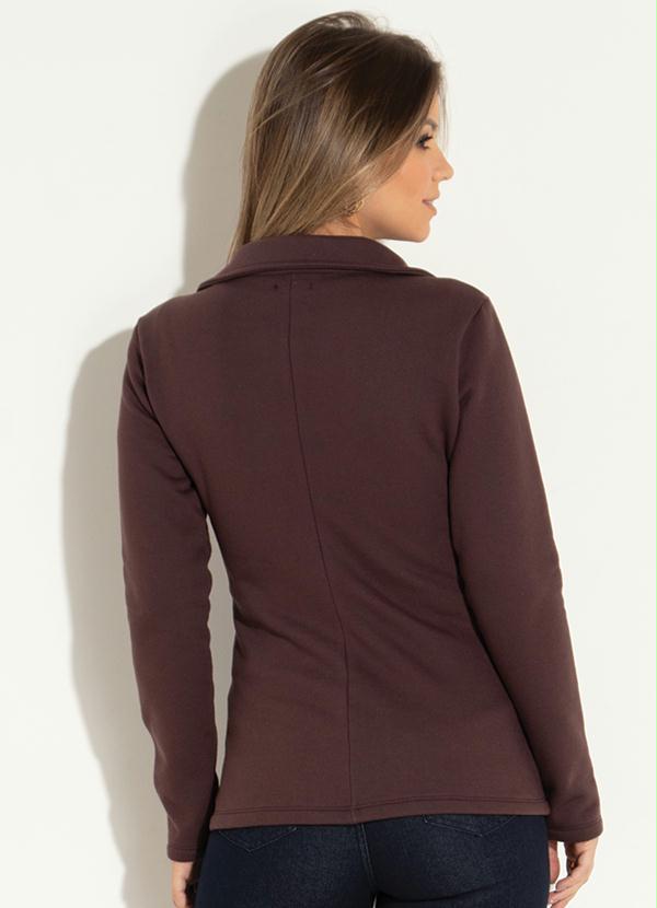 Quintess - Casaco Marrom com Botões e Lapela 2