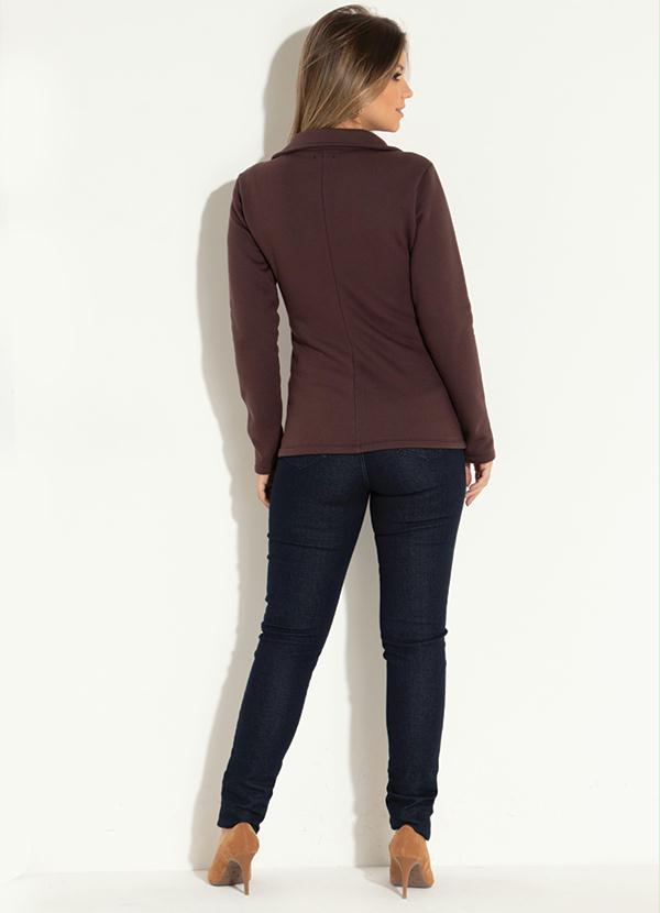 Quintess - Casaco Marrom com Botões e Lapela 4