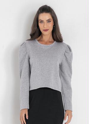 Queima Estoque - Casaco Mescla com Punhos Moda Evangélica - QUEIMA ESTOQUE