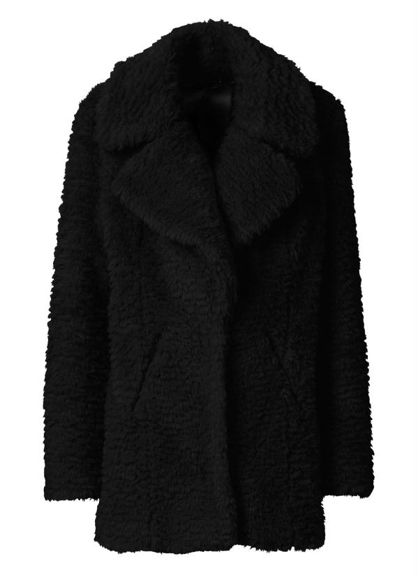 bonprix - Casaco Oversized com Pelo Sintético Preto 3