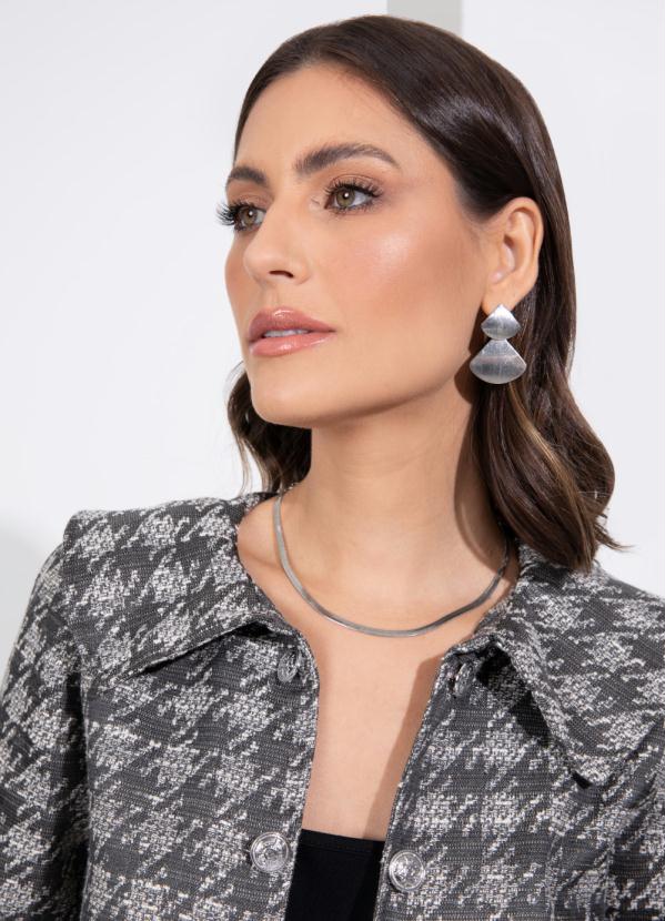 Quintess - Casaco Pied de Poule com Fios Metalizados 7