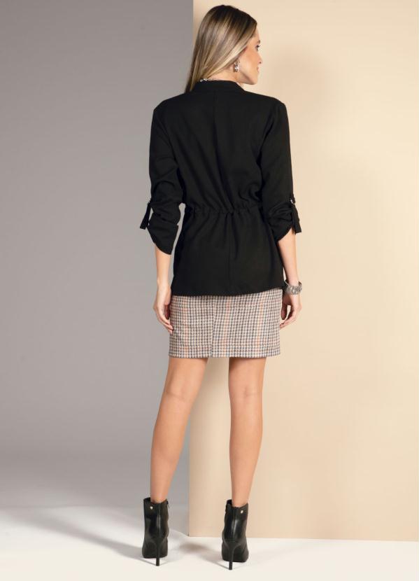 Quintess - Casaco Preto com Amarração nas Mangas e Cintura 4