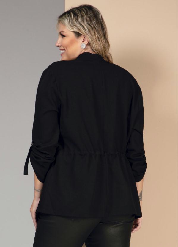 Quintess - Casaco Preto com Amarração nas Mangas e Cintura 6