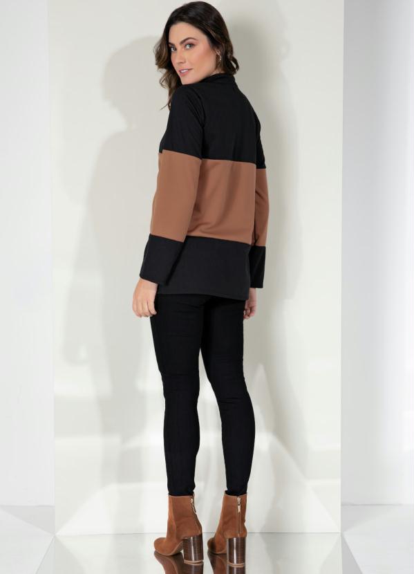 Quintess - Casaco Preto e Caramelo com Bolsos 5