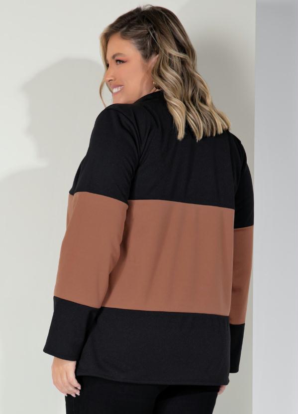 Quintess - Casaco Preto e Caramelo com Bolsos 3