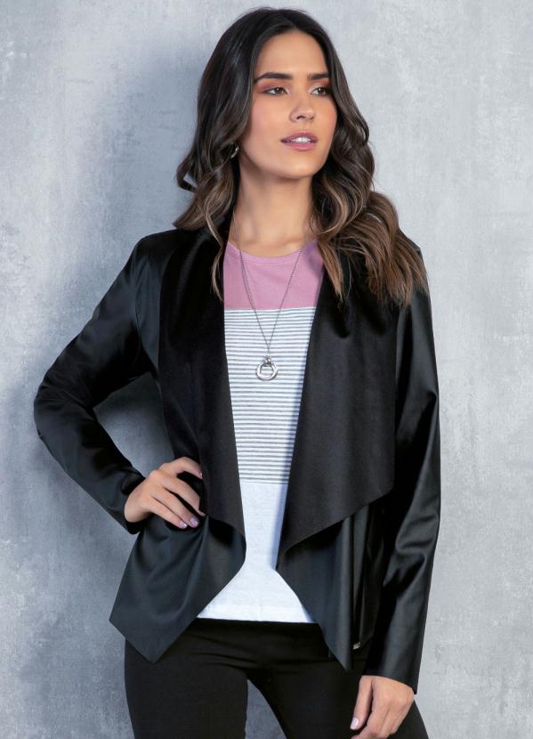 Quintess - Casaco Recortado Preto Soltinho