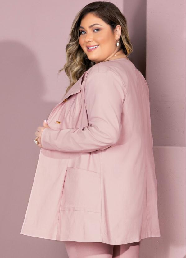 Quintess - Casaco Rosê Alongado com Bolsos Funcionais 6