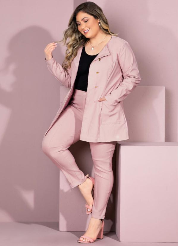 Quintess - Casaco Rosê Alongado com Bolsos Funcionais 7