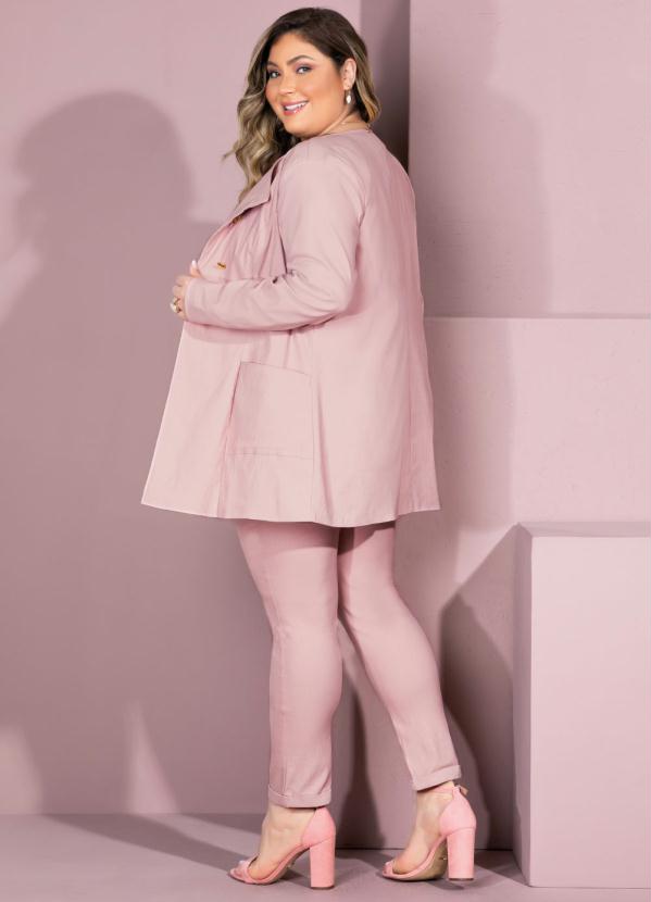 Quintess - Casaco Rosê Alongado com Bolsos Funcionais 8