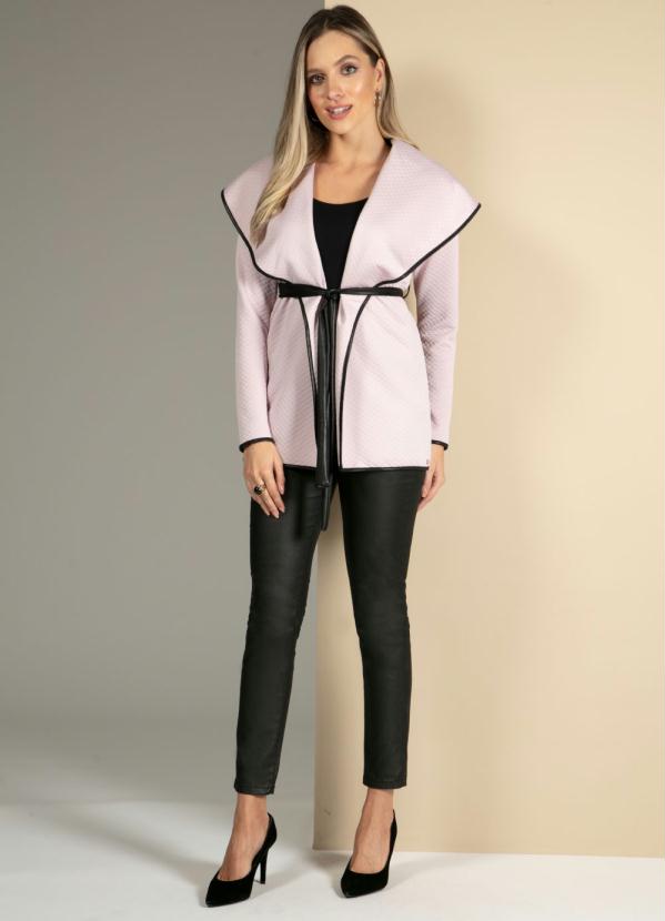 Quintess - Casaco Rosê em Matelassê com Faixa para Cintura 3