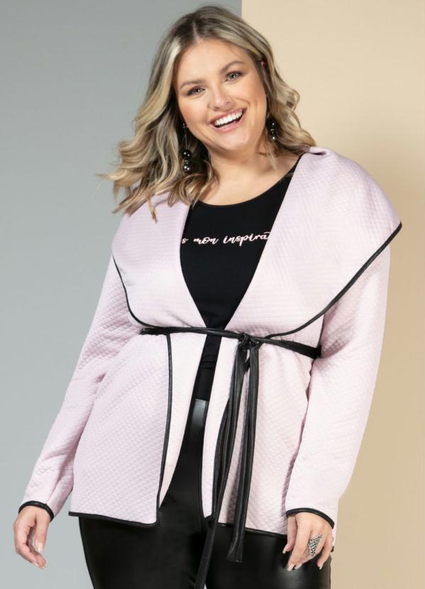 Quintess - Casaco Rosê em Matelassê com Faixa para Cintura 5