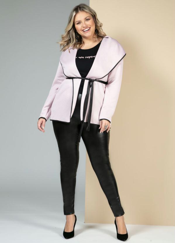 Quintess - Casaco Rosê em Matelassê com Faixa para Cintura 7