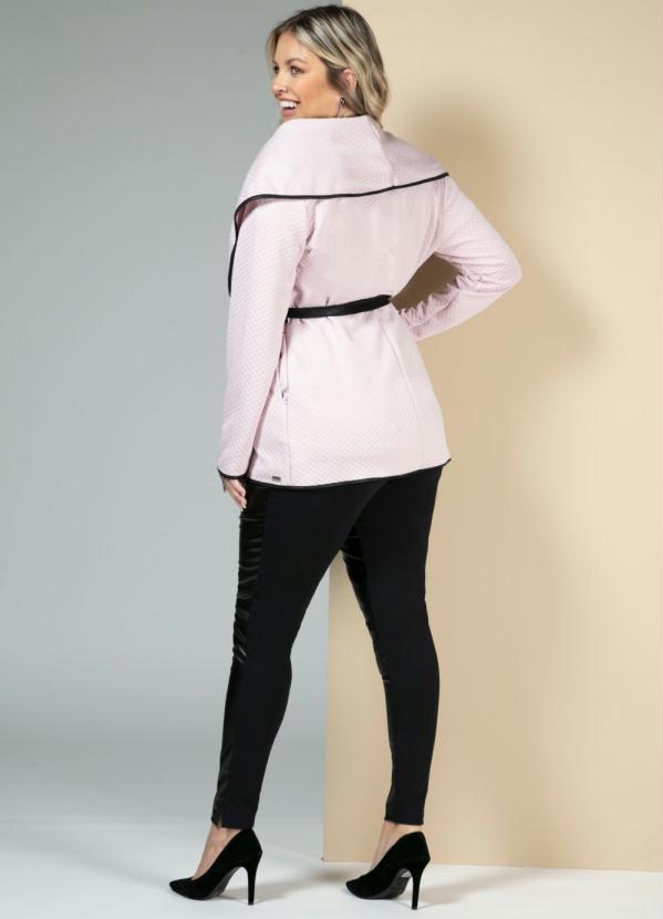 Quintess - Casaco Rosê em Matelassê com Faixa para Cintura 8