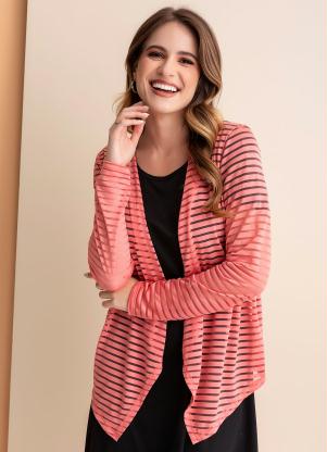 Rosalie - Casaco Salmão em Malha Fio Tinto - ROSALIE