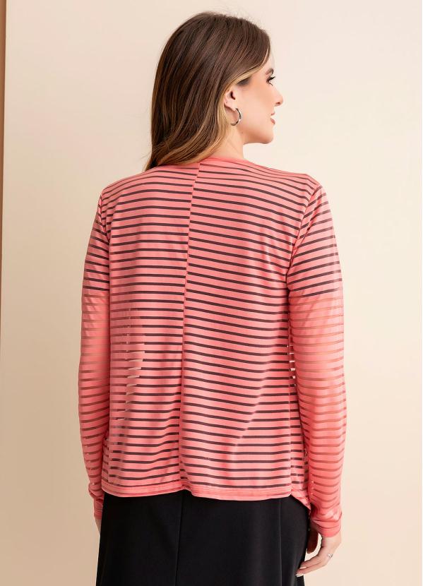 Rosalie - Casaco Salmão em Malha Fio Tinto 2