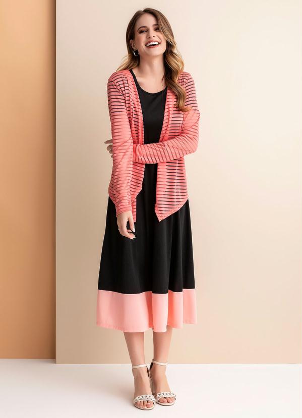 Rosalie - Casaco Salmão em Malha Fio Tinto 3