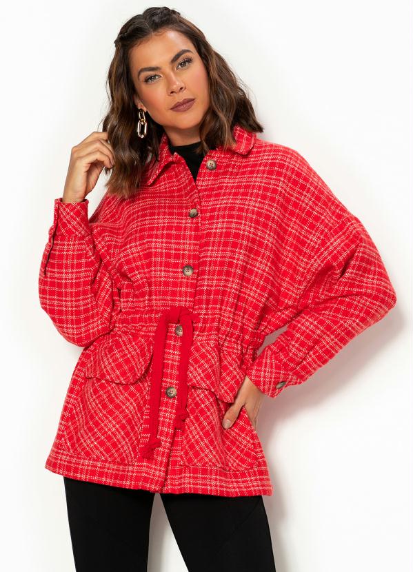 Casaco Xadrez Colcci Feminino Colcci Casaco Sarja Xadrez Vermelho