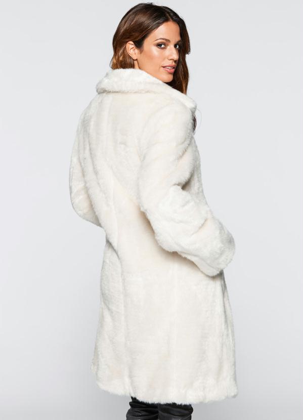 bonprix - Casaco Sobretudo com Pelo Sintético Branco 3