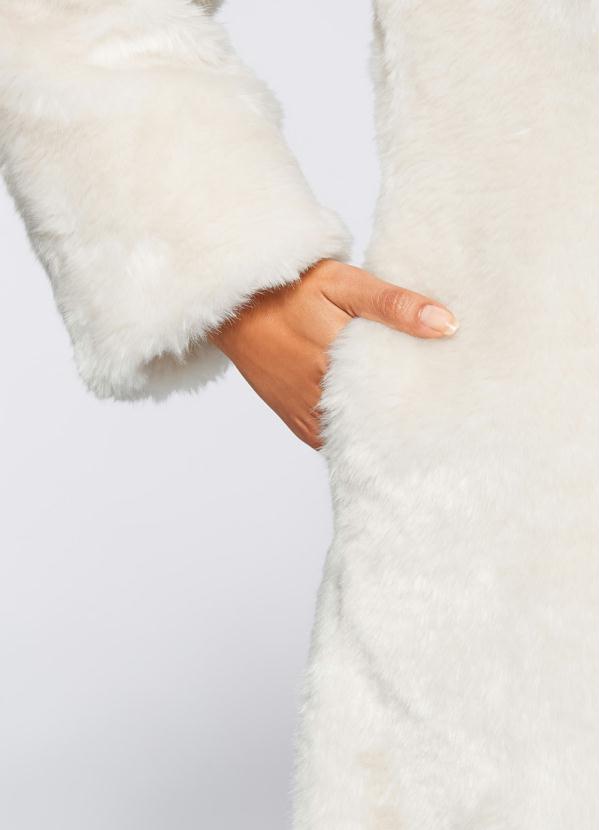 bonprix - Casaco Sobretudo com Pelo Sintético Branco 4