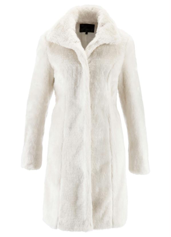 bonprix - Casaco Sobretudo com Pelo Sintético Branco 9